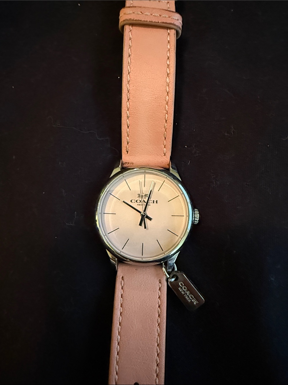 Coach Pink Leather Strap Silver Dial Watch